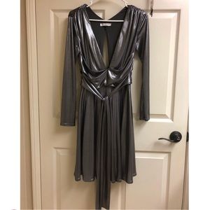 Metallic gray long sleeve dress